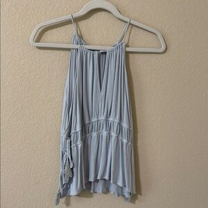 Lush Blue Asymmetrical Pleated Camisole